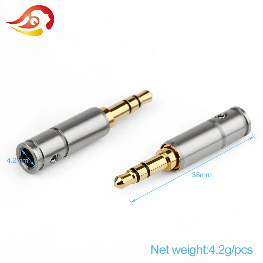 QYFANG 3.5mm Earphone Plug Audio Jack 3 Poles Stereo Adapter Headphone Gold Plated Stainless Steel Shell Solder Wire Connector