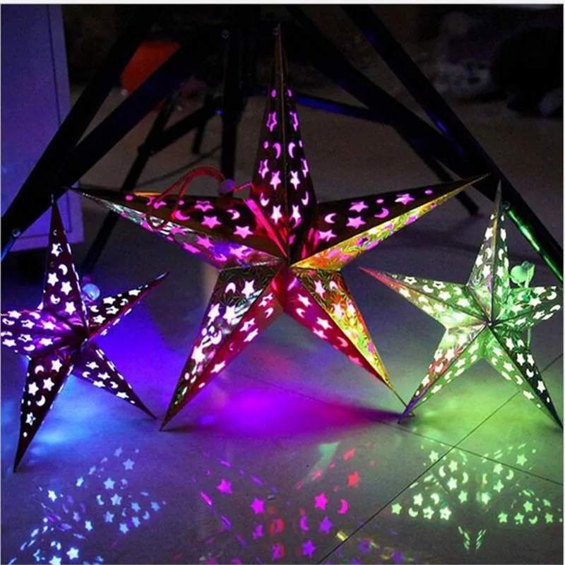 1PCS Christmas Decoration For Home Laser Paper Christmas Star Hanging Ornament Three-Dimensional Ornaments Festive Decorations