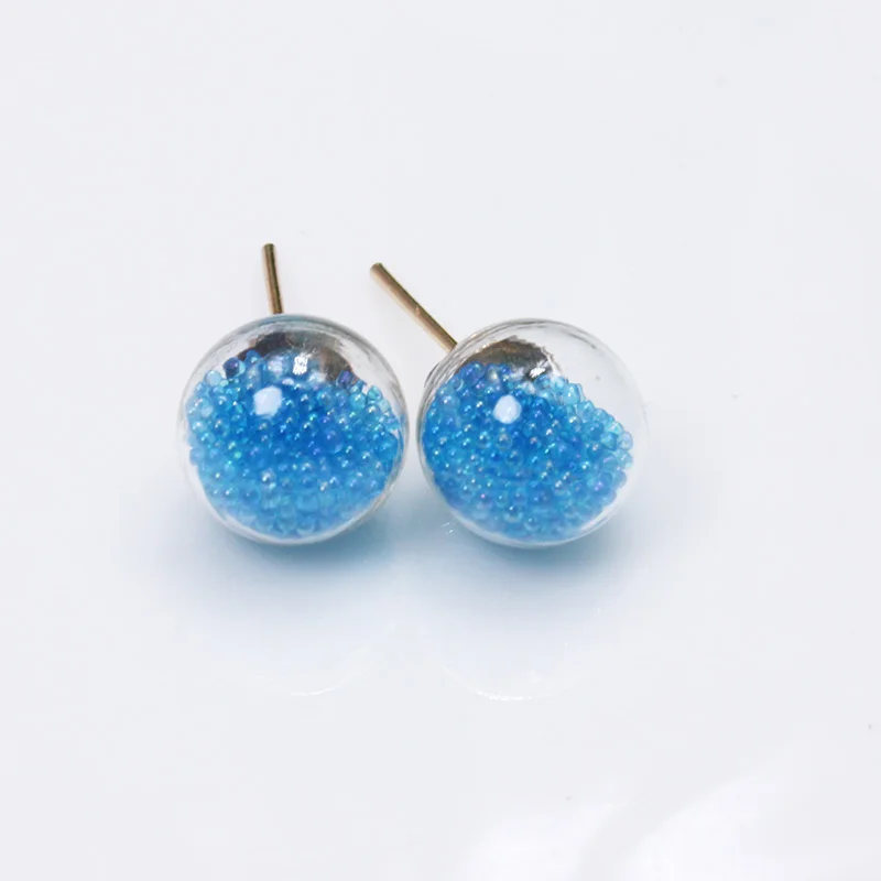 new fashion brand jewelry handmade glass beads stud earrings for women candy color statement gift tiny earrings free shipping