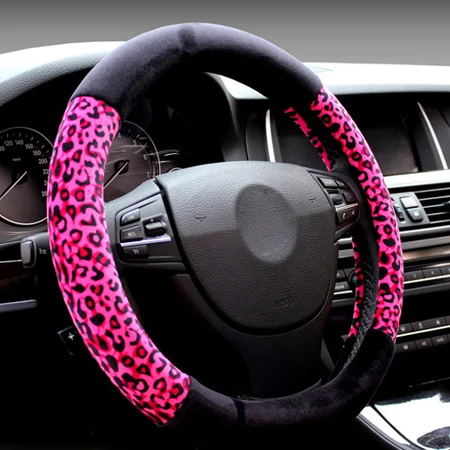 Winter 7 Kleuren Auto Stuurhoes Mode Luipaard Ontwerp Pluche Zachte Universele Vlecht Op De Stuurwiel Car styling