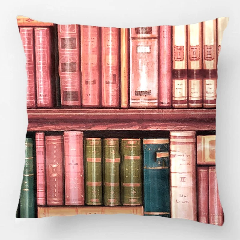 Old Books Antique Library Bookshelf Throw Cushion Wedding Decorative Cushion Cover Pillow Case Customize Gift For Car Pillowcase