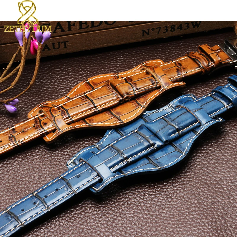 Genuine leather bracelet 18mm 20mm 22mm Restoring watch strap mens watchband With mat wristwatches band Bamboo grain wristband