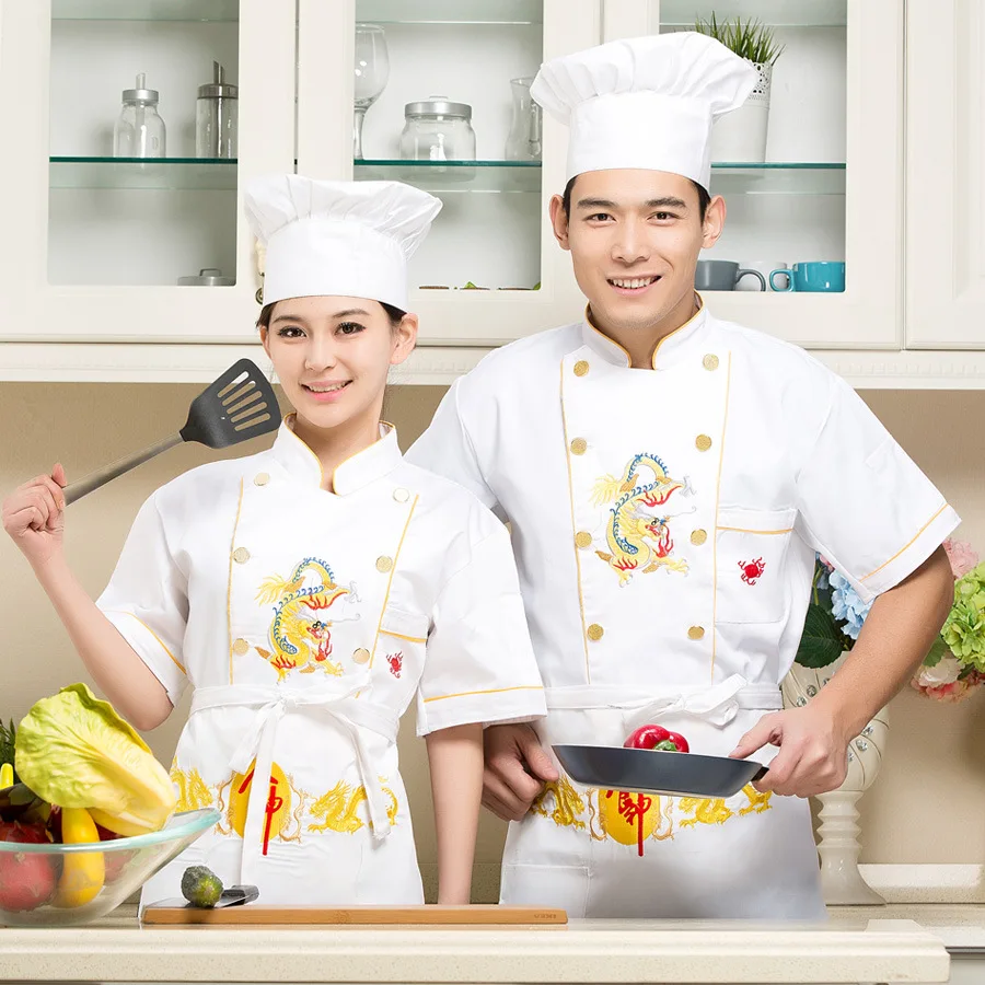 Chegada nova Senhora Jaqueta de Chef de Cozinha Adulto Desgaste do Verão de Manga Curta Restaurante Do Hotel Uniformes de Cozinha Cozinha Roupas B-5980