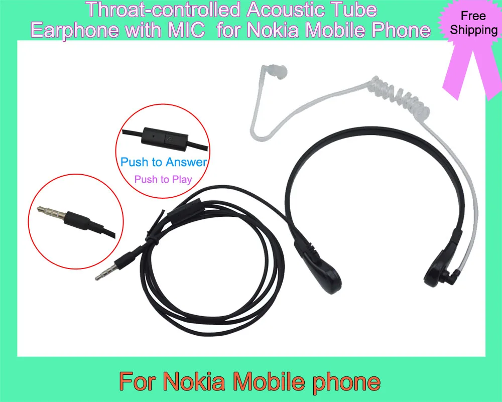 Air Tube Throat Vibration Finger PTT Acoustic Tube 3.5mm Mono Earphone Handsfree for Nokia Mobile phone