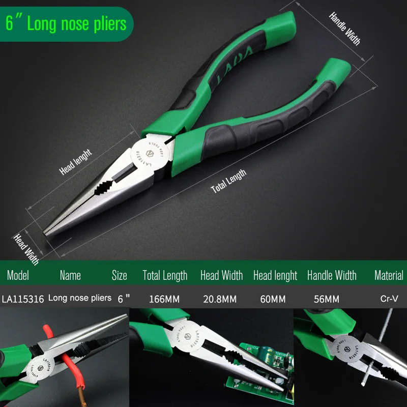 LAOA CR-V Angeln Zangen 6 Inch Japan Typ Lange Nase Diagonal Zangen Draht Cutter Seitenschneider Multi Werkzeuge