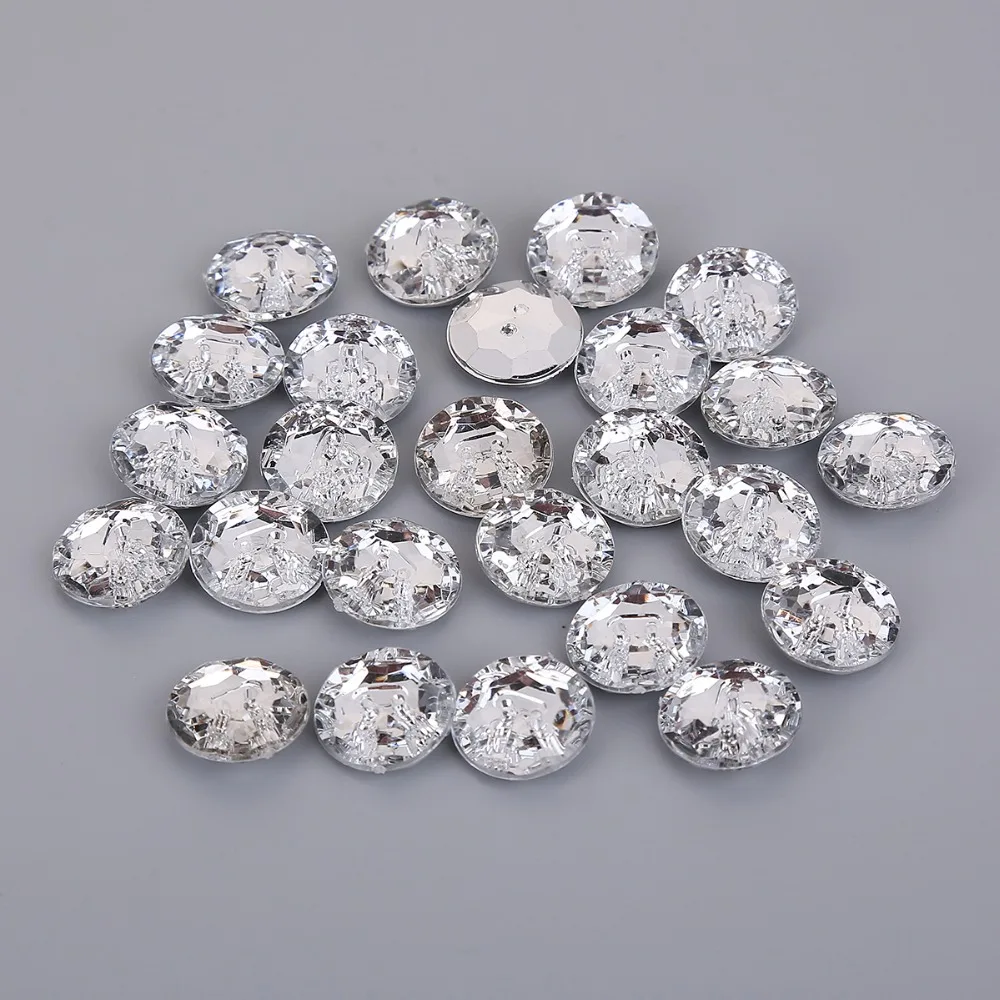 15mm Round 13*18mm Drop with two holes Glitter Crystal AB Rhinestone Acrylic Sewing Crystal Button beads for Clothes