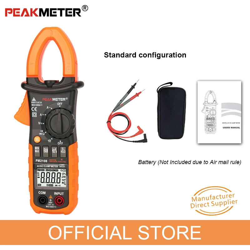 Current Clamp Meter PEAKMETER PM2108  MS2108A  MASTECH pliers ammeter Capacitance Tester AC DC amperimetric clamp multimeter