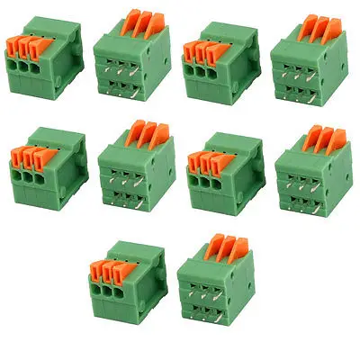 10pcs KF141V 150V 2A 2.54mm Pitch 3P Spring Terminal Block for PCB Mounting