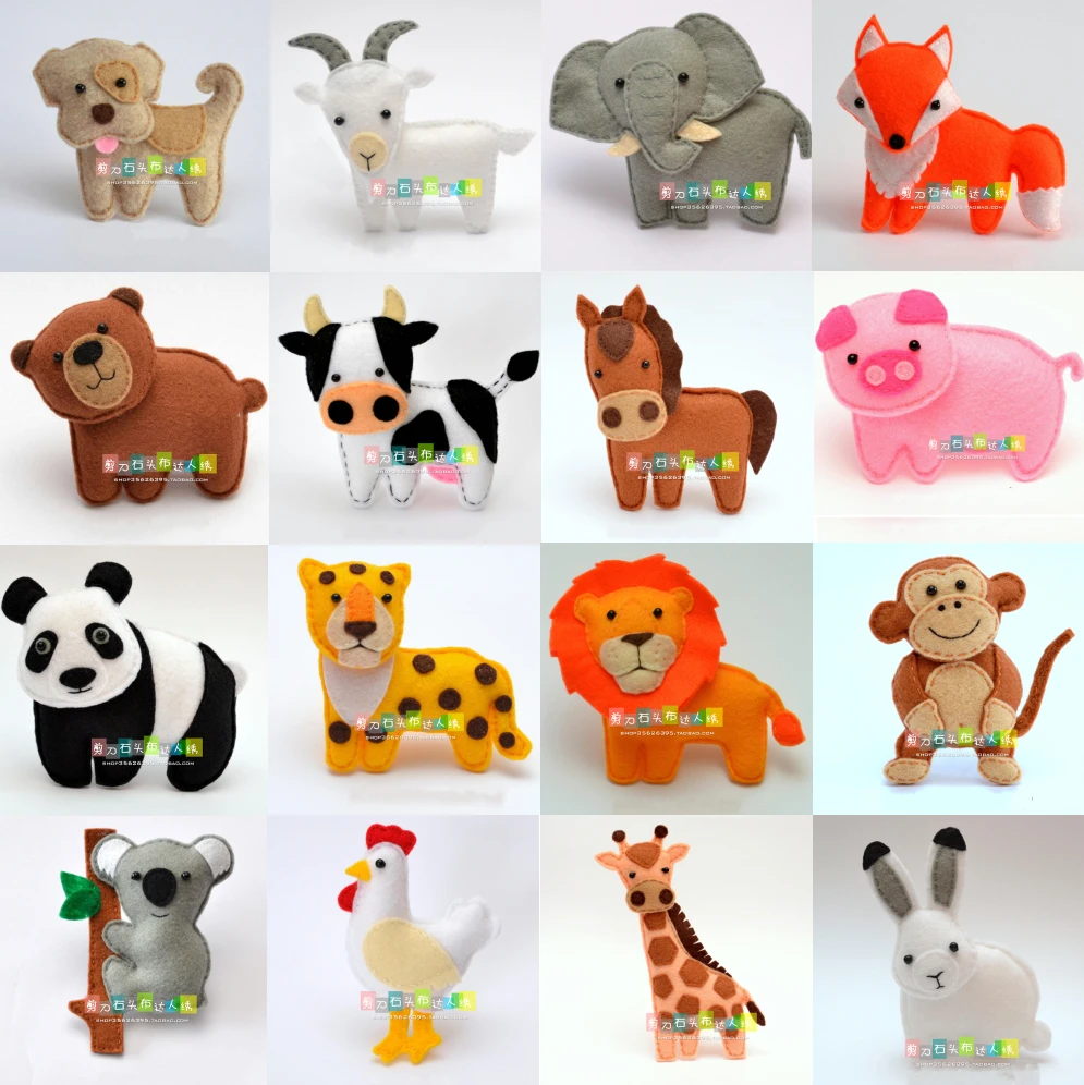 Small animal doll Felt kit Non-woven cloth Craft DIY Sewing set Felt Handwork Material DIY needlework supplies image 2