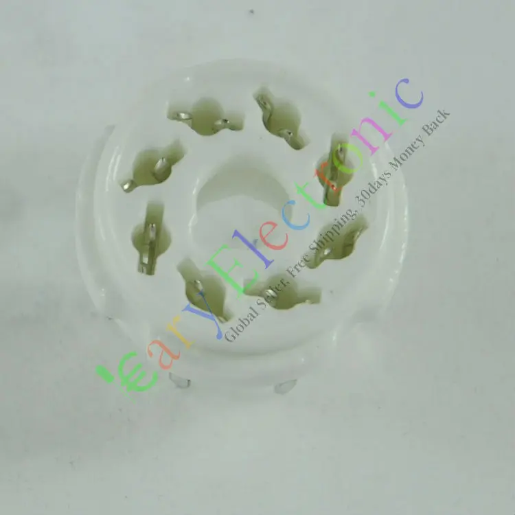 Vente en gros et au détail 20 pièces 8PIN PCB montage argent céramique vide TUBE prise 6L6 EL34 KT88 6550 6SN7 livraison gratuite