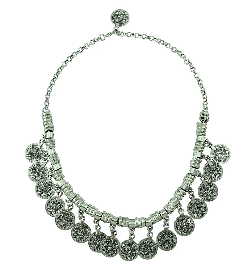 Bohemian Türkische Ethnische Metall Gypsy Strand Halsband Bib Münze Quaste Kragen Halskette Für Frauen Indischen Charme Turk Party Schmuck – Detail 8