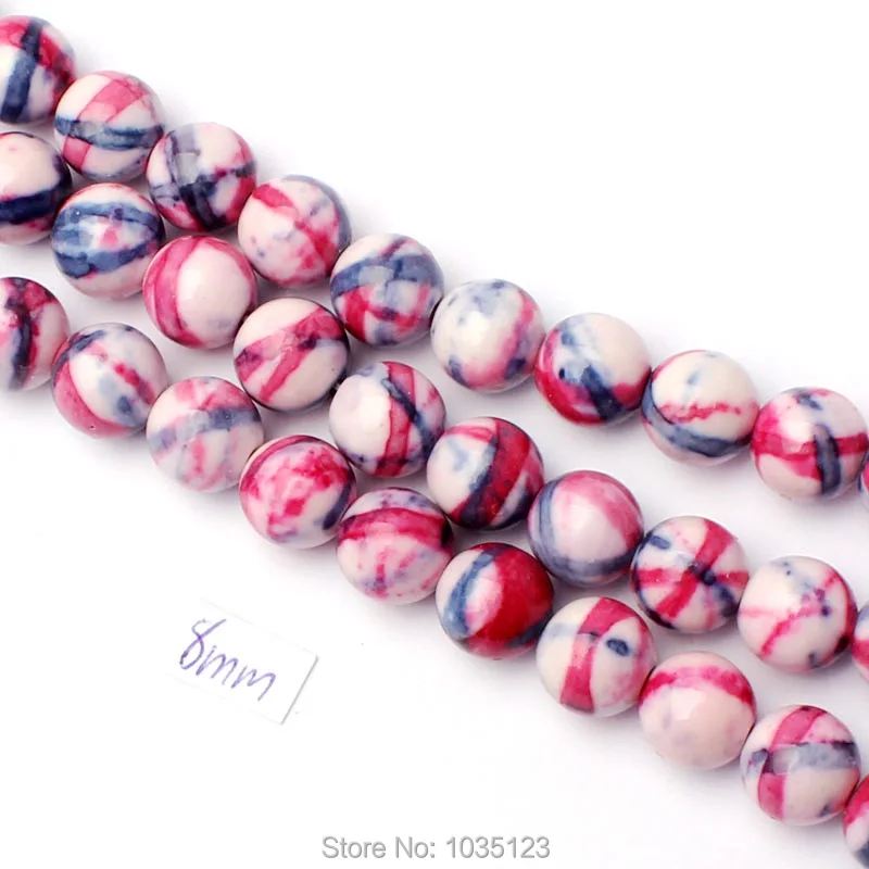 

8mm Round Shape Mixed Color Stone DIY Loose Beads Strand 15" DIY Creative Jewellery Making w3341
