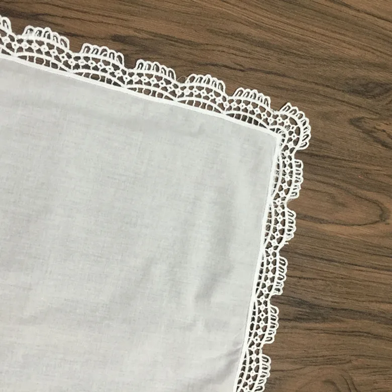 Juego de pañuelos de algodón blanco para mujer, pañuelos de encaje Vintage, ideal para la madre de la novia, 12"