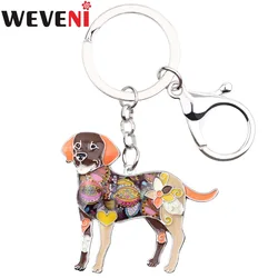 WEVENI Metal Labrador Dog Key Chain Key Ring Bag Charm Man Car Key Holder New Enamel Keychain Jewelry Accessories For Women