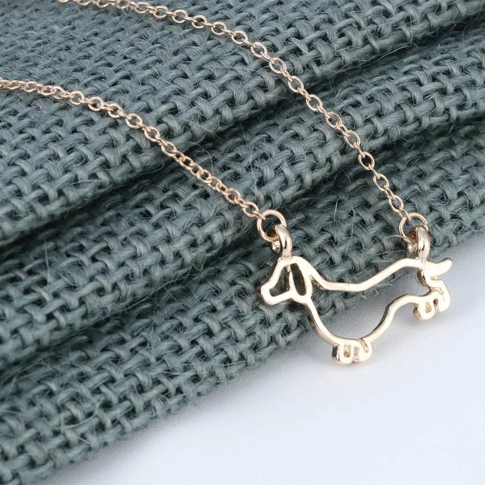 

CHENGXUN Cute Dachshund Pendant Necklace Women Gold Silver Color Lovely Animal Jewelry Dog Accessory Birthday Girls