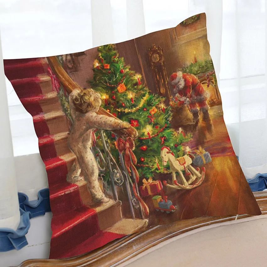 Christmas Decorative Pillows Dog Cosplay Santa Claus 3D Print Celebrition Xmas Gift Sofa Throw Pillows Car Back Cushions 45x45cm
