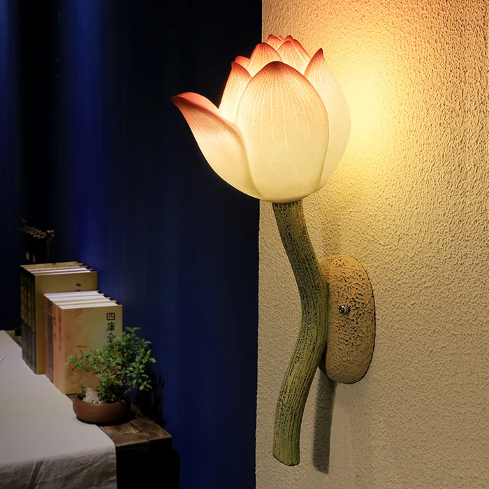 

New Chinese Style Wall Lamp Decoration Lotus Flower Light Restaurant Stairways Decorated Living Room Bedroom Bedside Wall Lamps