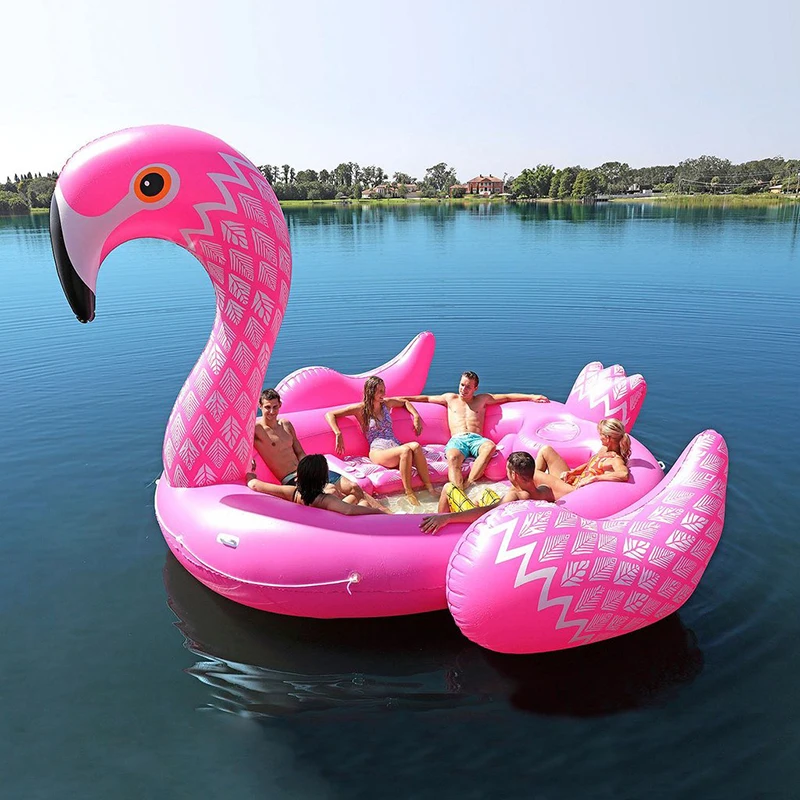 6 Person Giant Inflatable Flamingo Pool Float Swimming Island Peacock Floating Boat Adult Beach Party Water Toys Air Mattresses