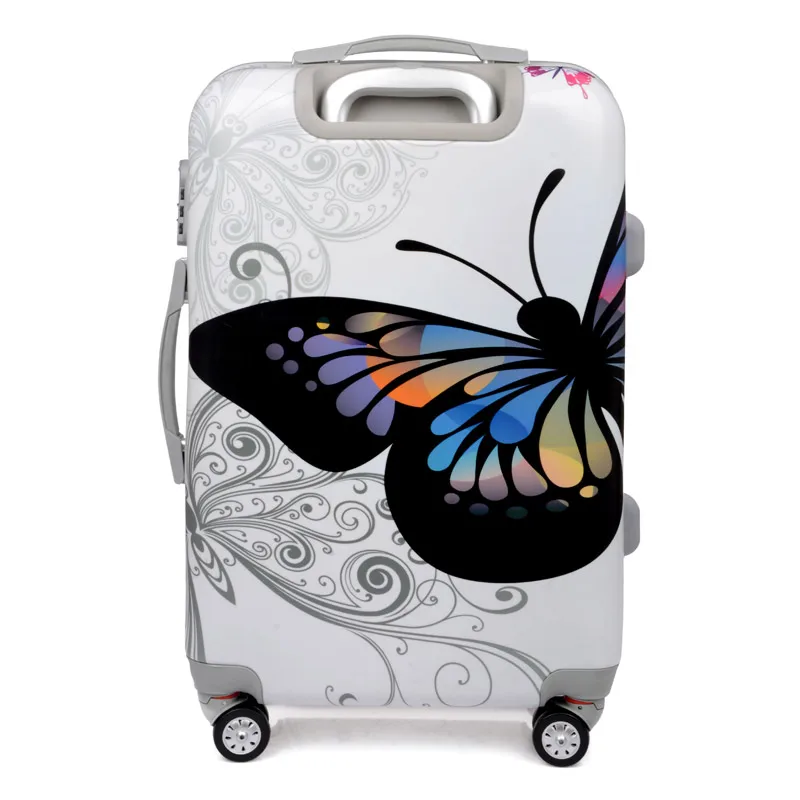 Baggage bags women and men Suitcase bag, butterfly ABS+PC trolley case, new style, travel luggage, lock, mute,20 24 12 inch