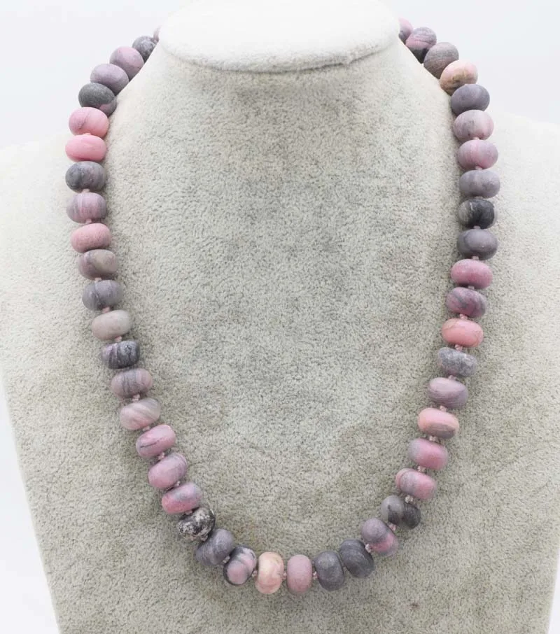 

pink Rhodonite blurry roundel 12*6mm necklace 18inch wholesale beads nature FPPJ woman 2019 amazing