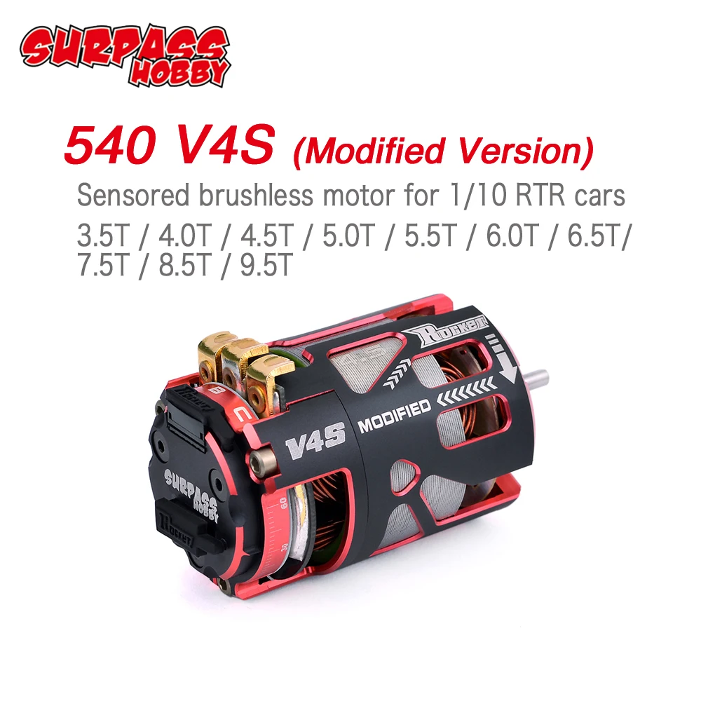 SURPASS HOBBY Rocket 540 V4S 3.5T 8.5T 10.5T 13.5T 17.5T Sensored Brushless Motor for Modified Drift Spec Stock 1/10 1/12 F1 Car