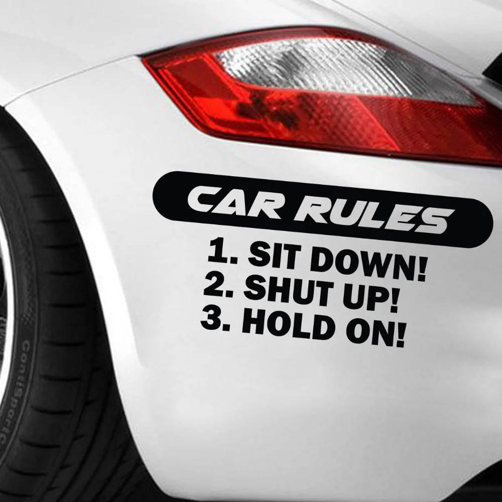 Car interior sticker funny car rules fashion vinyl decal auto decoration