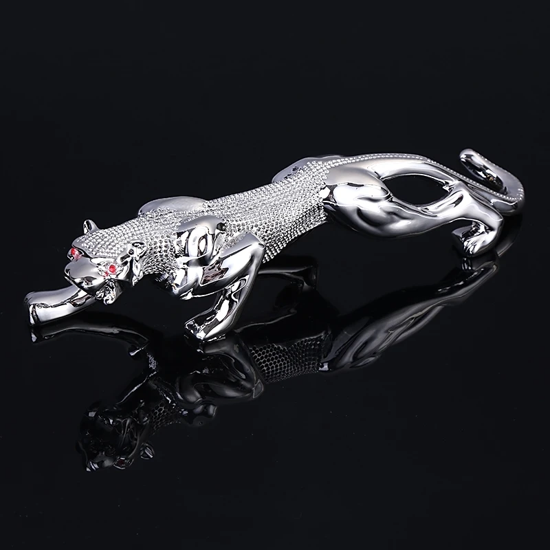 Exquisite Resin Leopard Miniature Handmade Rhinestone Panther Figurine Wildlife Adornment Gift and Craft Trinket Accessories