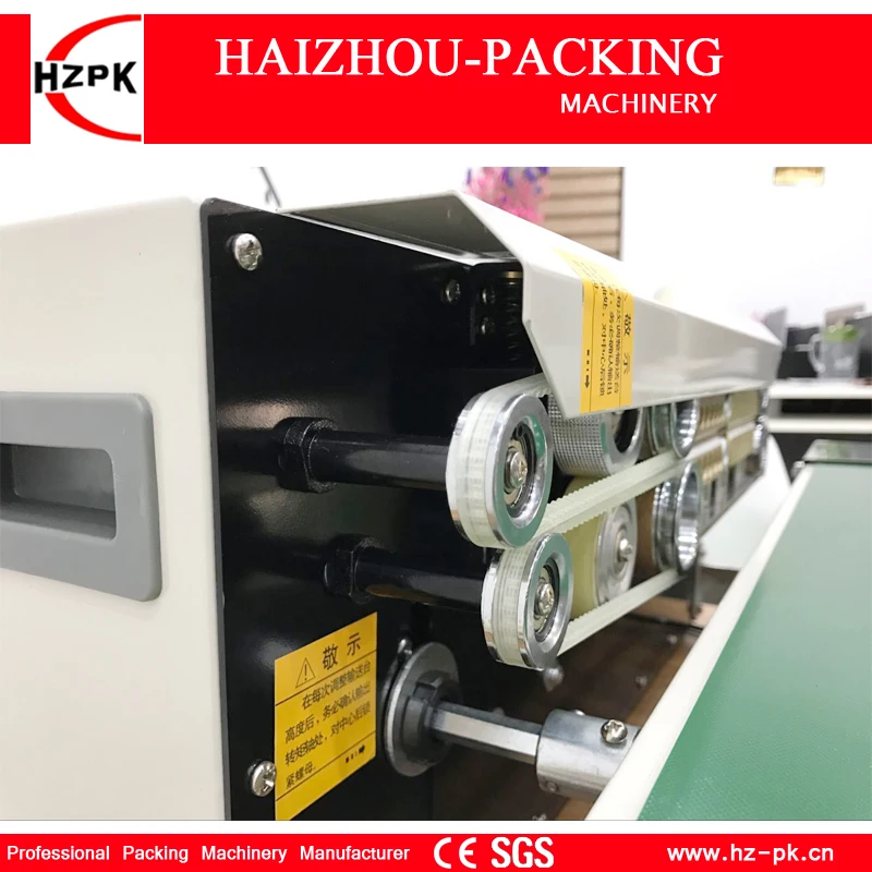 HZPK Automatic Vertical Type Stainless Iron Body With Spray Sealer Continuous Plastic Film Sealing Machine With Conveyor FR770