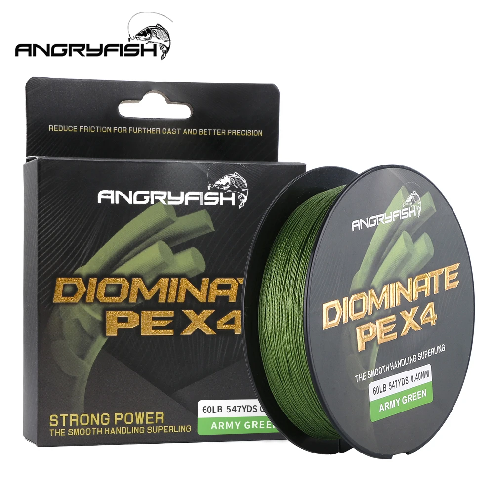 Angryfish PE Line 500M Pruple Braided Fishing Line 4 Strand PE Line Braid Multifilament Fishing Line 15 20 25 30 40 50 60 80LB