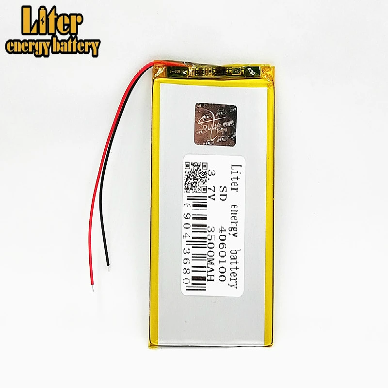 Bateria recarregável de polímero de lítio, 3.7v 3500mah linha 4060100 li-po, célula de bateria recarregável para mp3 mp4 mp5 gps móvel bluetooth jogador
