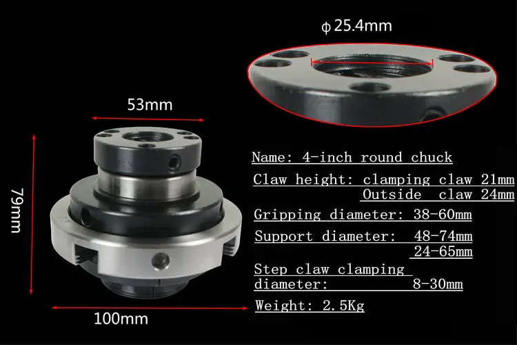 Vollmetall 4 "rundeチャックc標準holzdrehmaschineクランプrunde holzタッセdrehmaschine greifwerkzeug