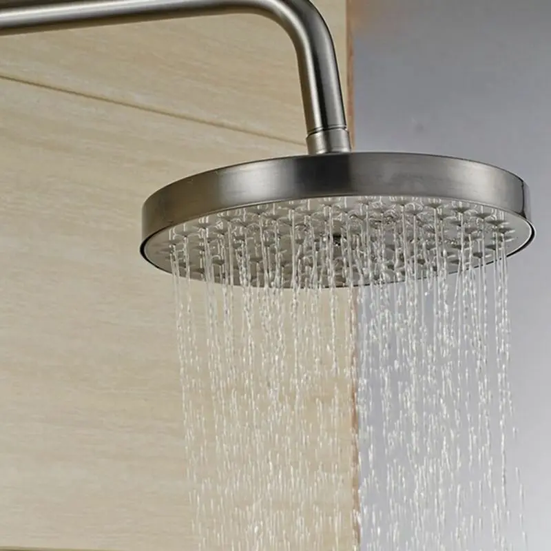 Brushed Nickel Round Showerhead Bathroom Rainfall Shower Head Rotatable Top Sprayer