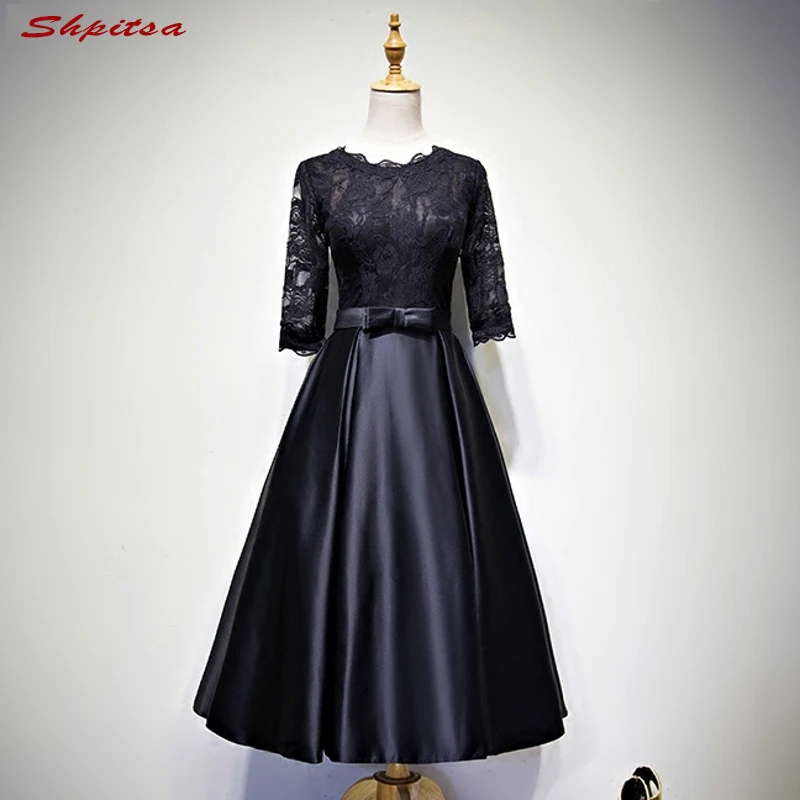 

Formal Short Lace Cocktail Dresses with Sleeves Sexy Prom Party Coctail Dress Little Black Dress vestidos de coctel festa curto