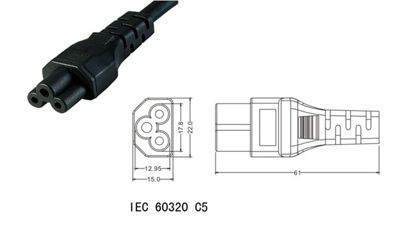 CN AU 3 Pole Plug to IEC320 C5 Power short Cable IEC C5 Cloverleaf Power Cord IEC60320 20CM For AC Adapters Laptop Notebook
