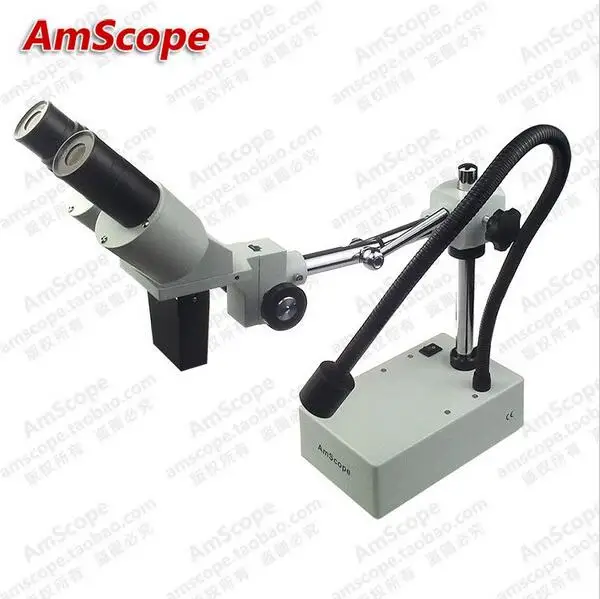 Widefield Stereo Microscope--AmScope Supplies 10X & 15X Widefield Stereo Microscope with Boom Arm Stand and Incident Light