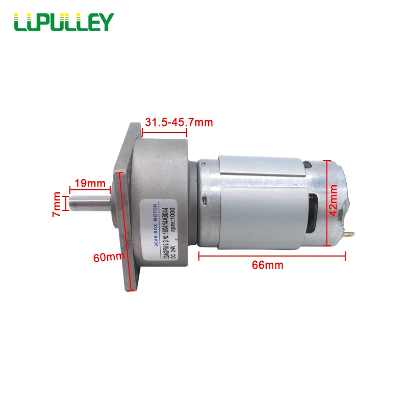 LUPULLEY DC Geared Motor 12V 24V ZGA60FM-G Variable Speed Reversible Rotation Metal Motors 10/20/35/45/60/100/150/200RPM