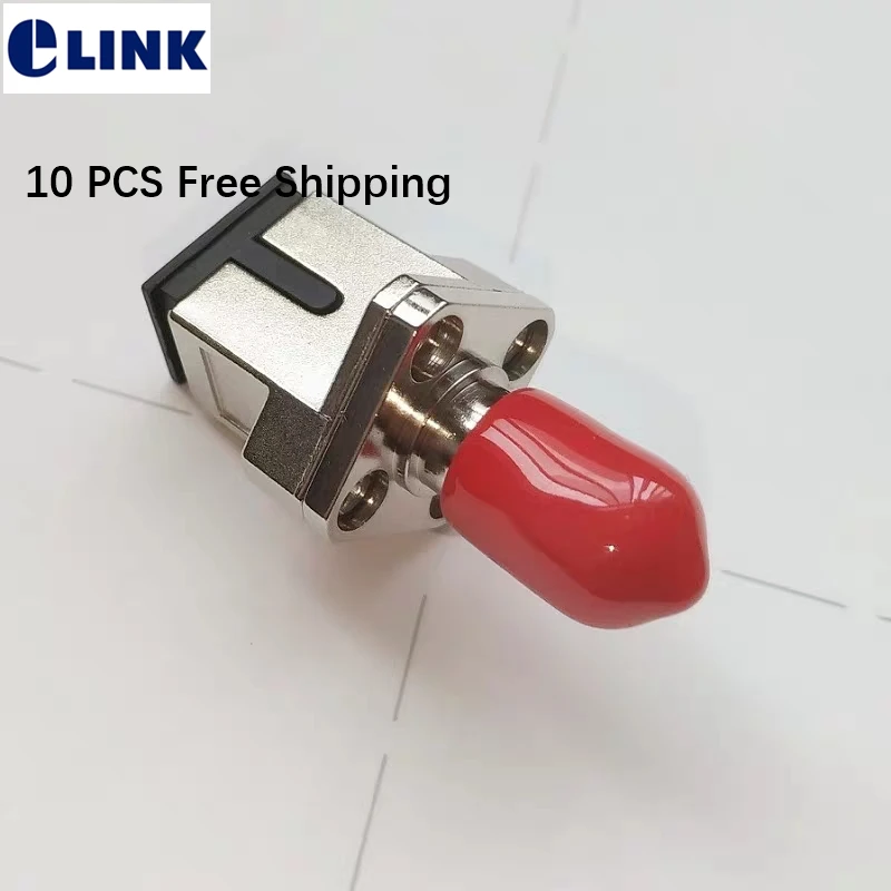 

fiber convert adapter SC-ST Square two parts welded metal optical fibre coupler SM MM ftth connector free shipping ELINK 10PCS