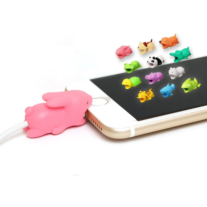 NEW 1 pcs Cable Protector for Iphone cable Winder dog Bite Phone holder Accessory Organizer rabbit dog cat phone Cable Protector