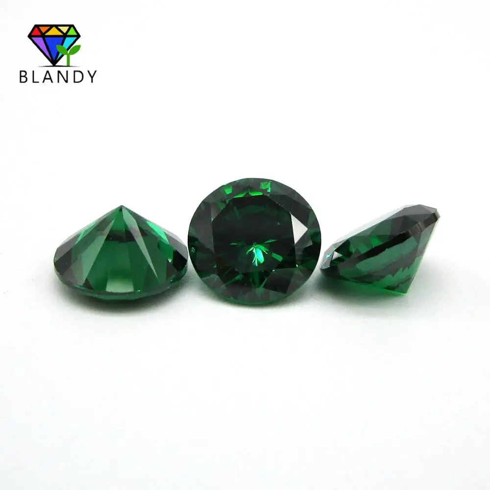 Factory Direct Price Green Cubic Zirconia 1.0~3.0mm 5A Quality Round Machine Cut CZ Stone Synthetic Emeral Gems For Jewelry