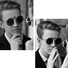 Round Steampunk Sunglasses Women Men Metal UV Glasses #4