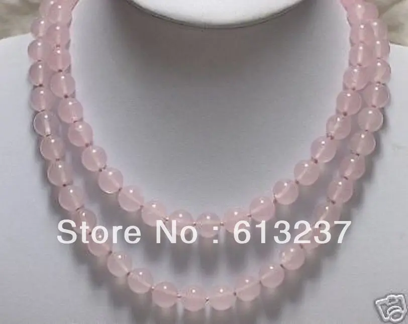 

hot free Shipping new Fashion Style diy 35" 8mm Rose chalcedony jades stone necklace Lariat Necklace Fashion Round Beads MY5301