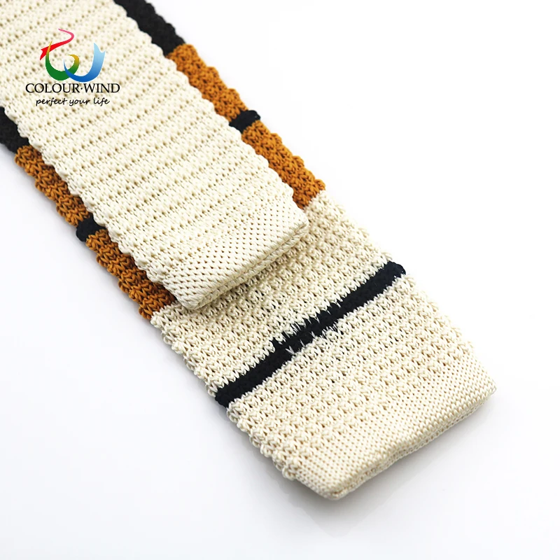 Winter Mens Knit 5.5cm Narrow Slim Neck Tie Striped Navy Colorful Woven Flat Neckties Party Business Cravate Suit Free Style Set