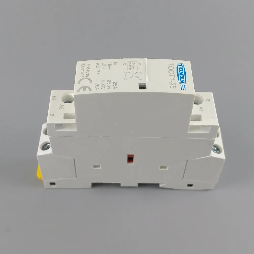 TOCT1 2P 25A 24V 50/60HZ Din rail Household ac Modular contactor 2NO or 1NO 1NC