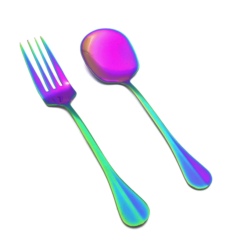 Serving Spoons Dessert Spoon Cucharas Round Scoop Colorful Ladles Big Spoons Stainless Steel Cutlery Vintage Kitchen Accessories