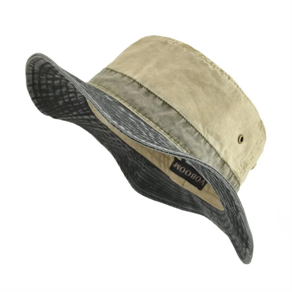 VOBOOM Men\'s Bucket Hats Bob Summer Panama Outdoor Fishing Wide Brim Hat Sun Protection Cap Hunting for Male Cotton