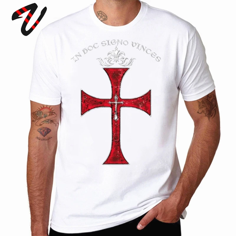 Templar Knight Tees Men Tshirt Swag Knight Templar Cross T-shirt 100% Cotton Streetwear Medieval Warrior Tops Slim Fit Tee Shirt