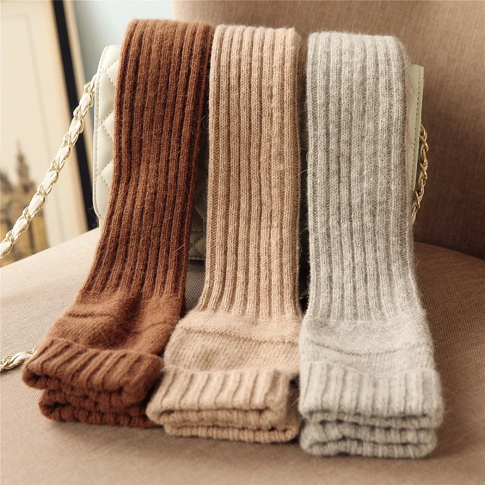 Autumn Winter Women Knitted Wool Gloves Elegant Sweet Lady Fingerless Mittens Thermal Half Finger Long Arm Warmers T221