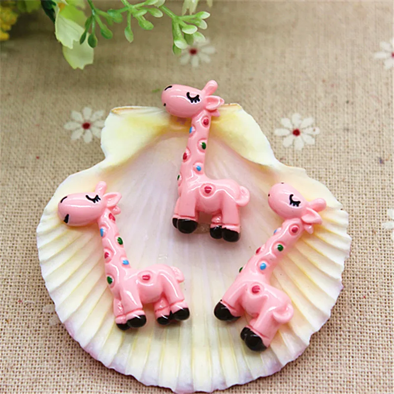 10pcs 23*34mm Cute Pink Giraffe Resin Flatback Cabochon Miniature Art Supply DIY Craft Scrapbooking