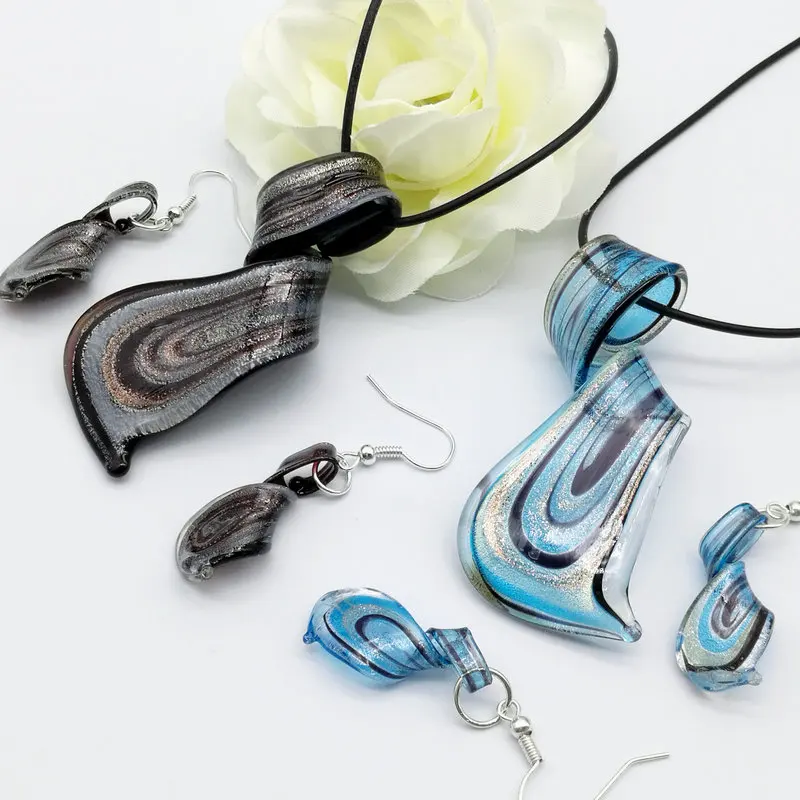 6 Sets Twist Mix Colors Murano Lampwork Glass Necklace Earring Fashion  Jewelry