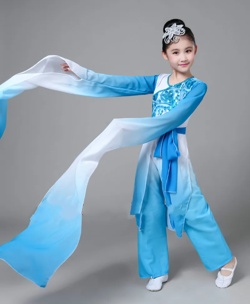 Children water sleeves dance costumes classical dance costumes girls plucking Wei costumes surprise dance girls costumes